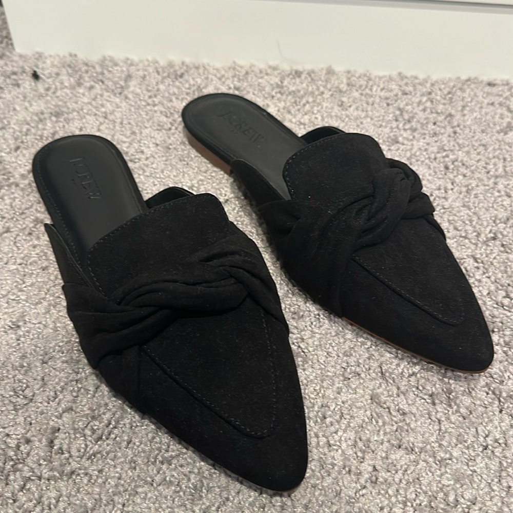 J. Crew Black Pointed Toe Slides